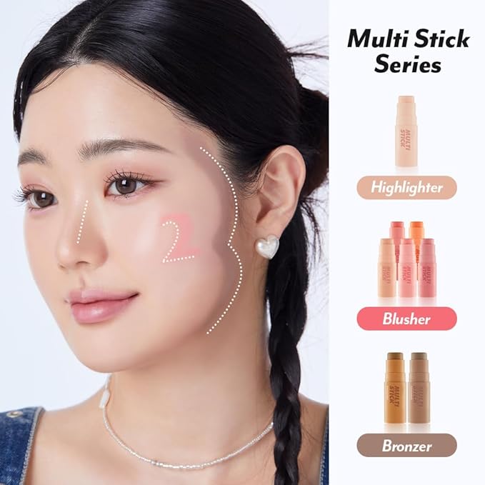 I'M MEME Blusher - I'm Multi Stick 003 Blurry Nude | Easy Blendable Cream Blush for Natural Look, Multi Blush Stick for Cheek Tint, Face Contour Makeup, and Face Blush, For Beginners, Makeup Stuff