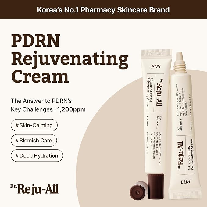 Dr. Reju-All Advanced PDRN Rejuvenating Cream – 99% Pure Salmon DNA PDRN Face Moisturizer – Optimal 1200ppm Concentration for Visible Results – Korean Anti-Aging Skin Care Face Cream - 0.7 Fl Oz