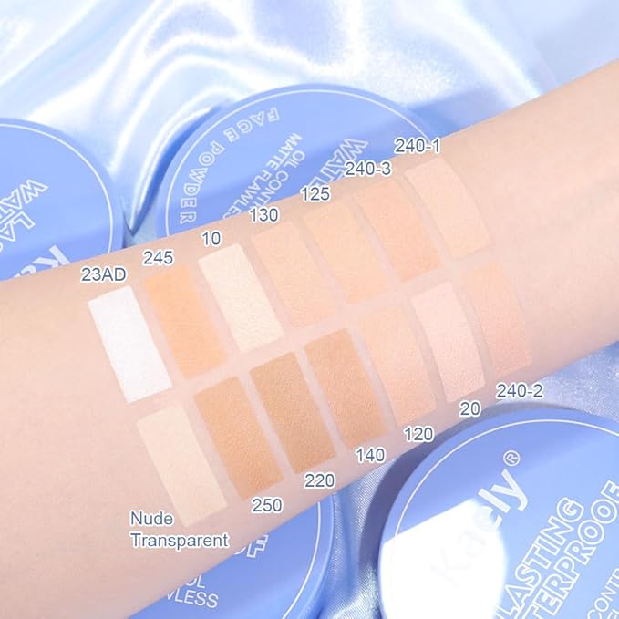 Kaely Oil Control Face Pressed Powder, Perfection Matte Compact Powder, Long Lasting Waterproof Finishing Powder Makeup, polvo compacto de maquillaje, Lightweight, Vegan, 23AD White