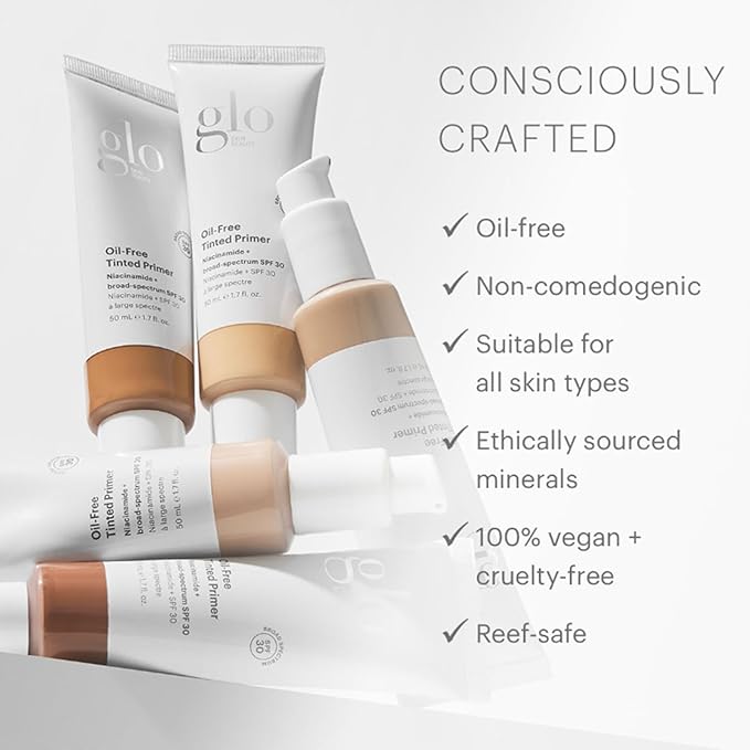 Glo Skin Beauty Oil-Free Tinted Primer SPF 30, (Medium Deep) 1.7 Fl Oz - Mineral Makeup for Face, 4-in-1 Foundation Primer, Sheer Coverage, Skincare & Sunscreen With Broad Spectrum UVA/UVB Protection