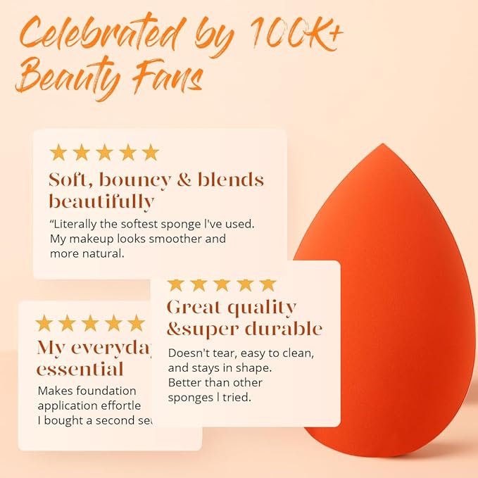 BEAKEY Makeup Sponge Set 5 Pack Micro Porous Low Absorption Soft Latex Free Foundation Beauty Sponges & Blenders for Powder Cream, Stocking Stuffers for Women