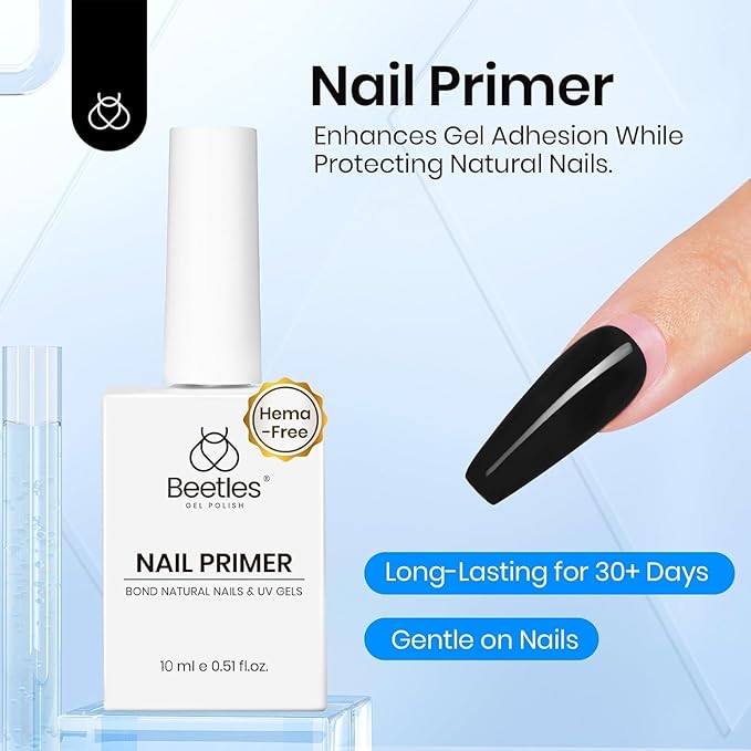 Beetles 3Pcs Gel Nail Glue Nail Dehydrator and Primer, Professional Nail Prep Acid-Free Hema-Free Dehydrate Bond Primer 9 in 1 Gel Glue Kit for Press On Nails Nail Tips Nail Extension Gifts for Women