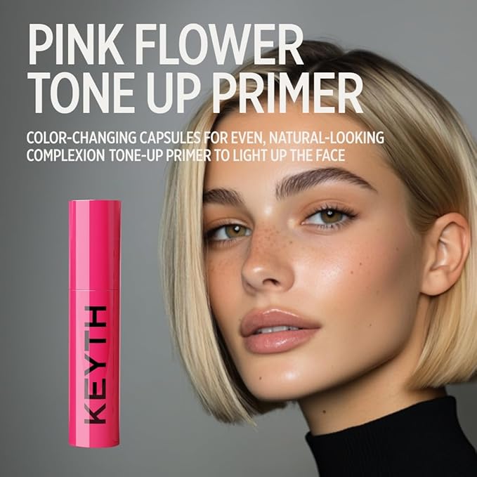 KEYTH PINK FLOWER TONE UP PRIMER (20ML, 0.67 FL.OZ.) / Color-changing Capsules, Tone Care, Luminous&Radiant Finish, Skin Conditioning, Blemish Cover, Enhancing makeup