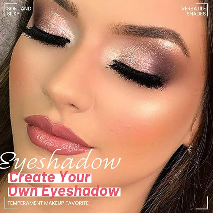 Eye Shadow Palette, Champagne Rose Pink Dark Brown Bronze Gold Eyeshadow Makeup, Vibrant Color Array Eyeshadow Palette, Matte & Shimmer Finishes, Long Lasting Waterproof, Incl. Built-In Mirror.