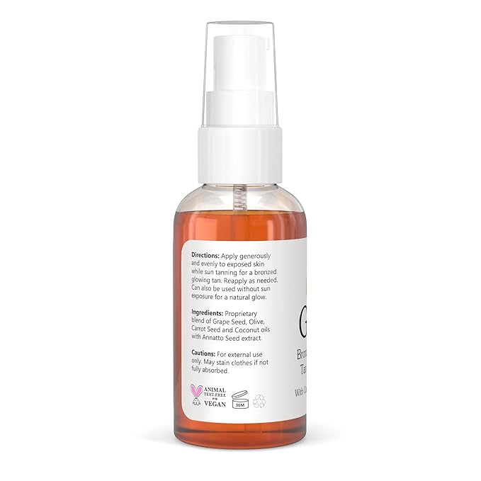 Isabella's Clearly GOLD, Natural Indoor and Outdoor Tanning Oil with Bronzer | Moisturizing Sun Tan Accelerator for a Healthy Bronze Glow with Carrot Seed Oil | Made in USA