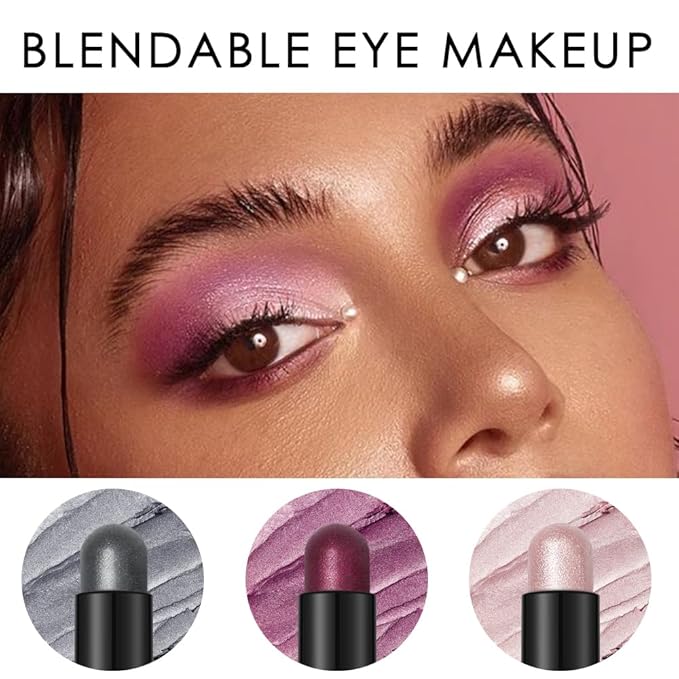 FOCALLURE 3PCS Cream Eyeshadow Stick Sets,Matte and Shimmer Eye Brightener, High Pigmented Crease-proof Pencil,Long Lasting Eye Shadow Highlighter Makeup,Cinnamon Night