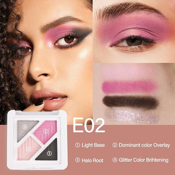 Neutral Smoke Red Eye Shadow Palette, Metallic and Shimmer Magic Eyeshadow Makeup, Velvety Pigmented Creamy Formula, Four Way Quad Eye Shadow Palette For Old Women, (01#Smoke Red)