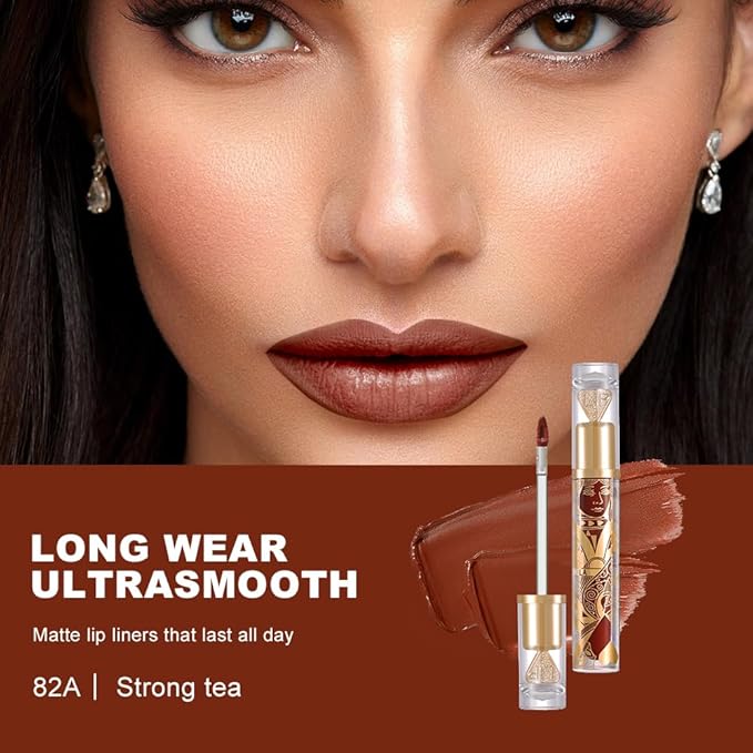 Matte Velvet Lip Stain, Long-Lasting Lip Tint, Waterproof Non-Sticky Lip Color, Transfer-Proof Smudge-Proof Lip Stain, Cloud-Like Soft Blurring Texture with Misty Velvet Finish, Mocha Brown-82A