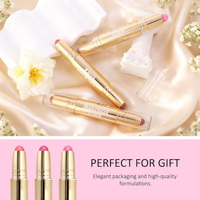 Kaely Contour Blush Multiuse Stick Makeup, Cream Bronzer Contouring Sticks Palette Face Make Up Kit, Ultra-Creamy Radiant Finish Formula, Vegan & Cruelty-free, 01 Sunshine Rose