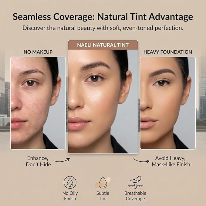 NAELI Anti Aging Tinted Moisturizer SPF 50, Mineral Sunscreen for Face with Zinc Oxide, Peptides & Ceramides, Natural Hydrating Universal Tint - 1.4 oz