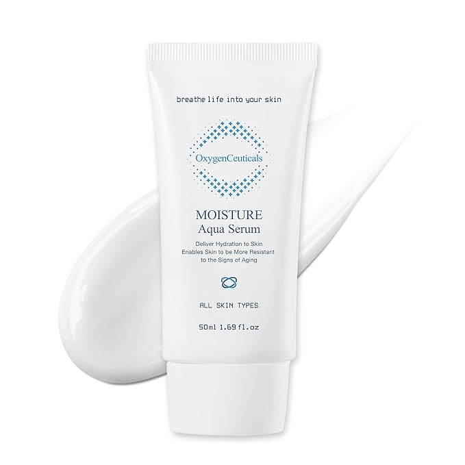 OxygenCeuticals Moisture Aqua Serum – Deep Hydrating & Moisturizing Serum with Hyaluronic Acid & Jojoba Oil, Non-Irritating Formula suitable for Dry, Oily & Acne-Prone Skin. 1.69 fl.oz (50ml)