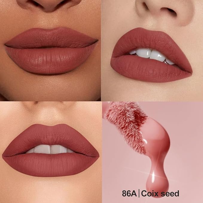 Matte Velvet Lip Stain, Long-Lasting Lip Tint, Waterproof Non-Sticky Lip Color, Transfer-Proof Smudge-Proof Lip Stain, Cloud-Like Soft Blurring Texture with Misty Velvet Finish, Maple Rose-86A