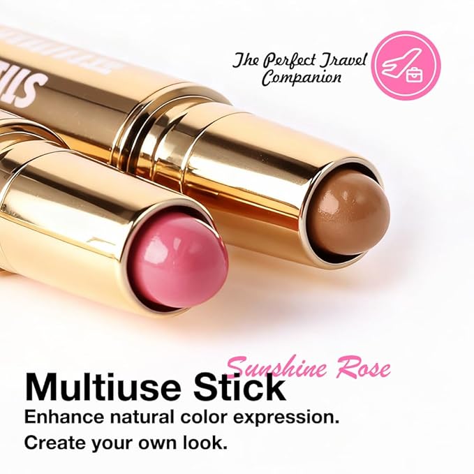 Kaely Contour Blush Multiuse Stick Makeup, Cream Bronzer Contouring Sticks Palette Face Make Up Kit, Ultra-Creamy Radiant Finish Formula, Vegan & Cruelty-free, 01 Sunshine Rose