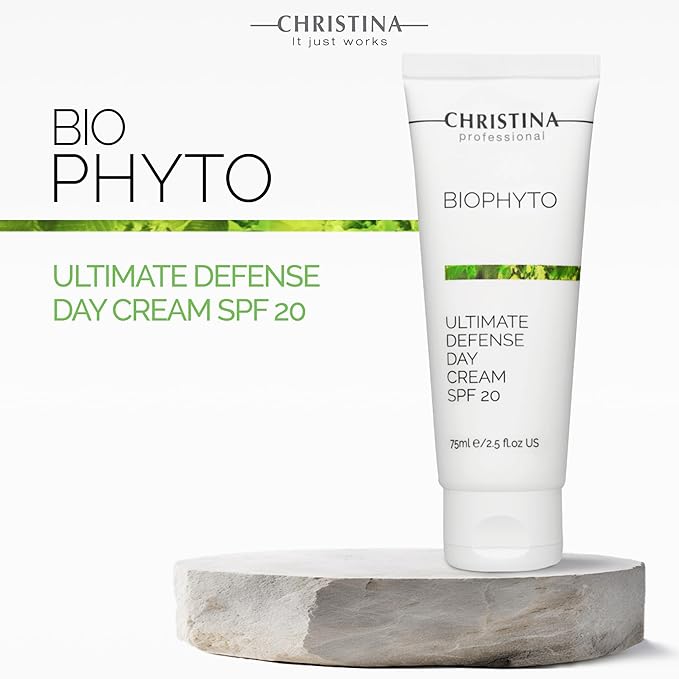 Christina Bio Phyto Ultimate Defense Day Cream Moisturizer with SPF 20-75 ml - Broad Spectrum UVA/UVB Protection Facial Moisturizer with Hyaluronic Acid & Vitamin B12- For Normal & Combination Skin
