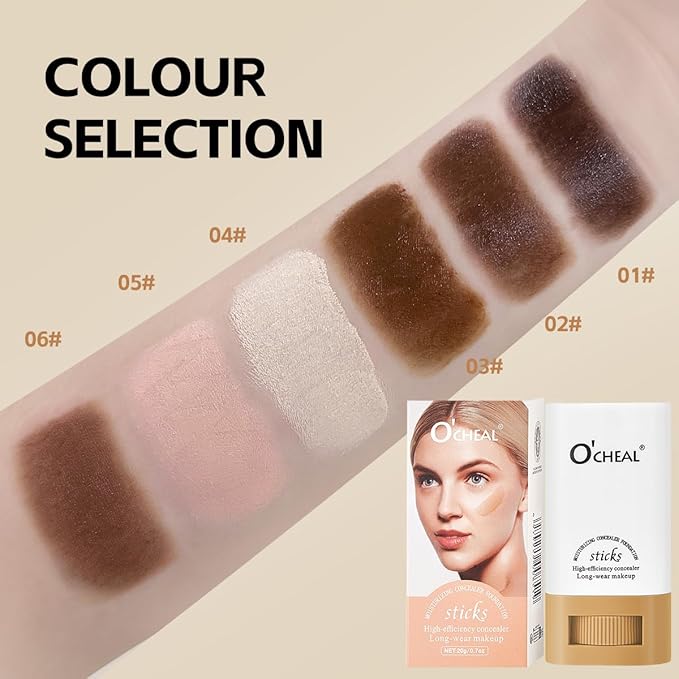 O'CHEAL Face Foundation Contour Stick Long-wear Lightweight Brighten Blemish Contouring Face Concealer Foundation Stick Beauty Makeup 06#