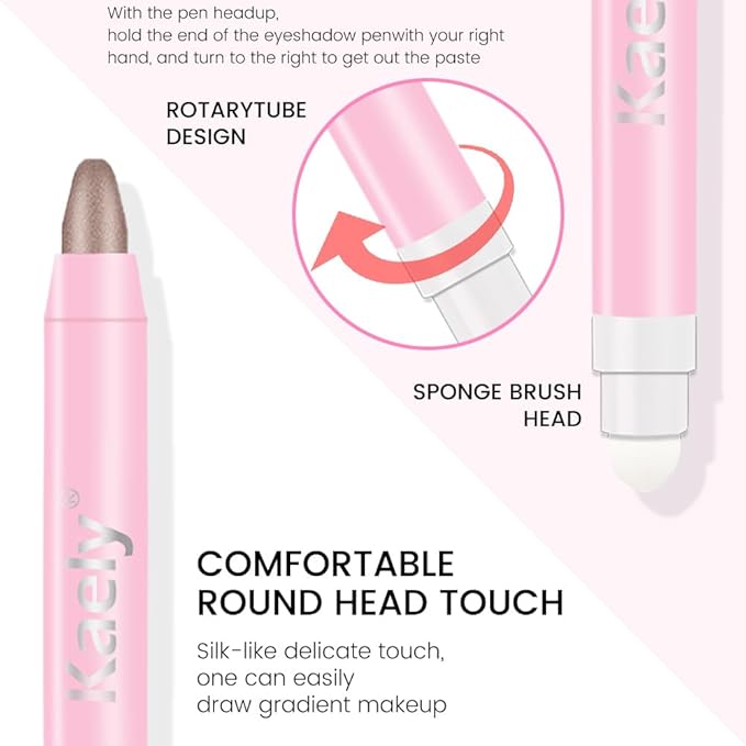 evpct 1Pcs Taupe Shimmer Cream Eye Shadow Brightener Sticks for Eyes Waterproof Pigmented, Double Ended Cream Eyeshadow Stick Pencil Pen with Applicator, Eye Shadow Palette Highlighter Makeup 19#