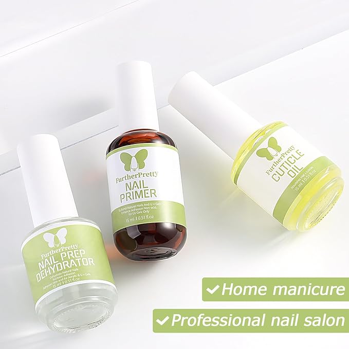 3PCS Acid-Free Nail Dehydrator and Primer with Cuticle Oil, Fast Dry Primer and Dehydrator for Gel Nails, Professional Manicure Supplies, Deshidratador para Uñas