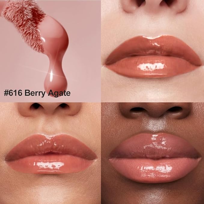 Mirror Shine Lip Gloss, Hydrating Airy Lip Tint, Lightweight Water-Gloss Finish, Moisturizing Crystal Film Lip Glaze, Clear Non-Sticky, Juicy Hydration for Plump, Non-Drying Lips-616#