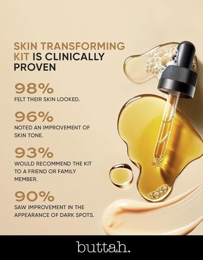 Buttah Skin Transforming Kit for Melanin Rich Skin | CocoShea Revitalizing Cream 2 oz | Vitamin C Serum 1 oz | Buttah Cleanser 3.4 oz | Black Owned Skincare