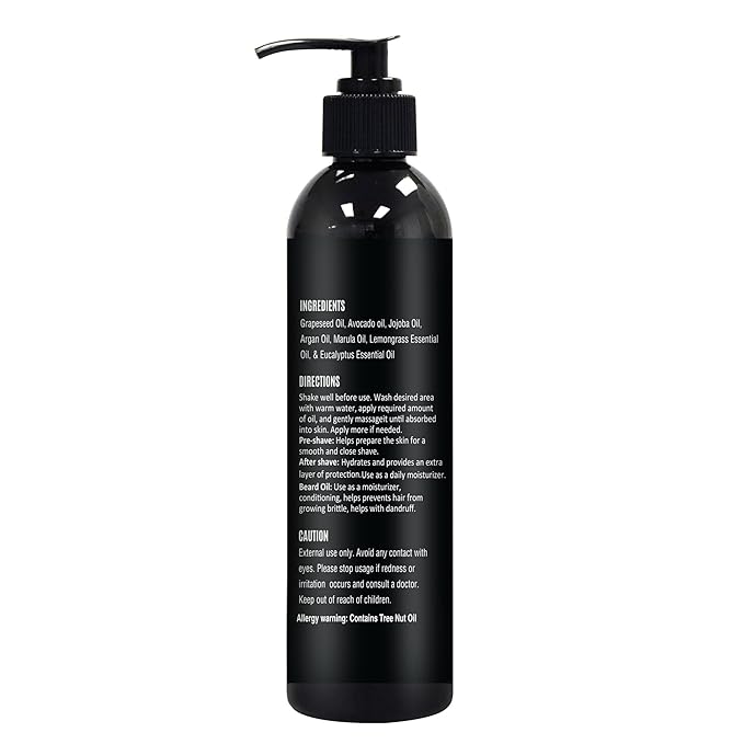 The Henna Guys 8 fl. Oz, Lemongrass & Eucalyptus Pre Shave Oil for Men, Premium Pre Shave Oil, Excellent Shaving oil for Men, Prepares for a burns free Shave, Works with Straight or Safety Razor