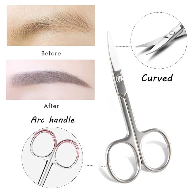 Eyebrow Trimmer Kit, 6 in 1 Eyebrow Scissors, Tweezer, Eyebrow Razor, Shaping Scissors & Brush for Women