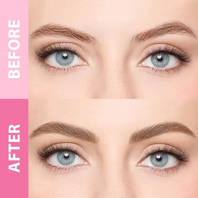 evpct 1Pcs Midium Brown Magic Microblading Eyebrow Contouring Pen Brow Pencil, with 4 Brush Micro-Fork-Tips Precise Applicator, Dual-ended Eyebrow Brush, Hair Like Strokes, Natural Looking Brows