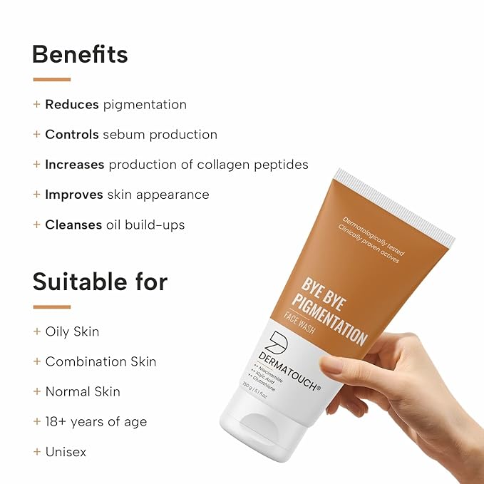 Bye Bye Pigmentation Face Wash | Anti Pigmentation for Women/Men with Niacinamide, Kojic Acid & Glutathione (1, 150G/5.39 Oz)