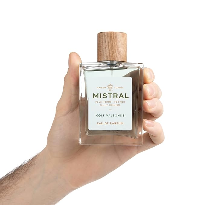 Mistral Men's Cologne - Golf Valbonne Eau de Parfum Spray | Long-Lasting Fresh Green & Citrus Fragrance with Bergamot, Mint & Moss | Cruelty-Free French Cologne for Men | Made in France - 3.4 Oz