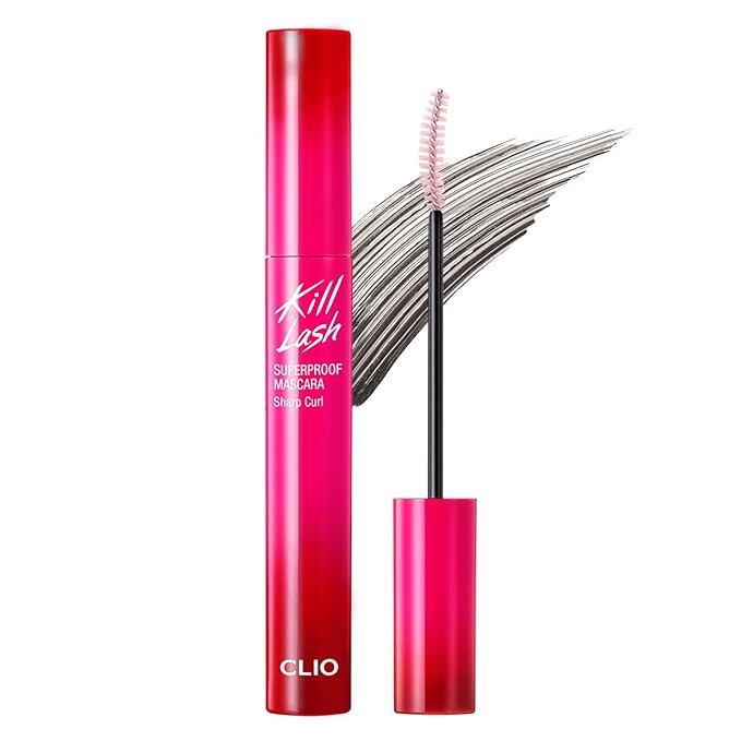 CLIO Kill Lash Superproof Mascara, Waterproof Mascara Black, Lifting Defined Natural Eyelash, Volumizing, Long-Lasting, Clump & Smudge-Free, for Sensitive Eyes, Korean Makeup Beauty (010 Sharp Curl)