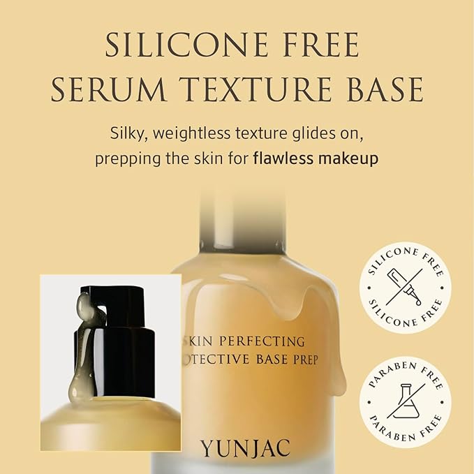 YUNJAC Base Prep (0.85 fl oz) - Grip Primer, Skin Perfecting Makeup Base for Korean Skin Prep. Silicone-Free, Serum Texture for Glowing, Flawless, and Long-Lasting Makeup