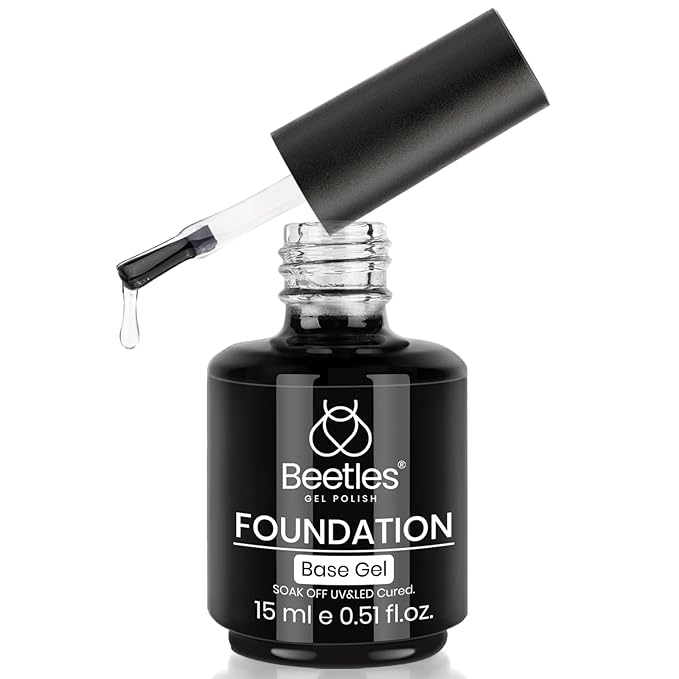 Beetles Gel Base Coat, 1Pcs 15ml Base Gel Nail Polish Upgraded Formula Long-Lasting Soak Off U V LED Lamp Needed DIY Home and Nail Salon Gifts for Women