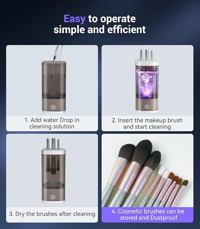 3.0 Upgrade Make Up Brush Cleaner Cosmetic【Industry NO.1-12x Cleaning Power】【SGS Certified - 0 Dust】 MakeupBrushes Cleaner Suitable for all Brush，Circuit Upgrade Make Up Brush Cleaner XDWHITE
