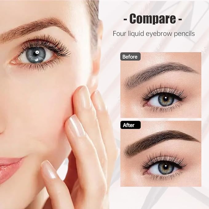 2025 Premium Microblading Eyebrow Pen, Waterproof Eyebrow Pencil, Eye Brow Pen with 4 Tip, Natural Magic Eyebrow Makeup Fine Stroke Contouring Pencil Long-Lasting Stay on All Day (Gray)