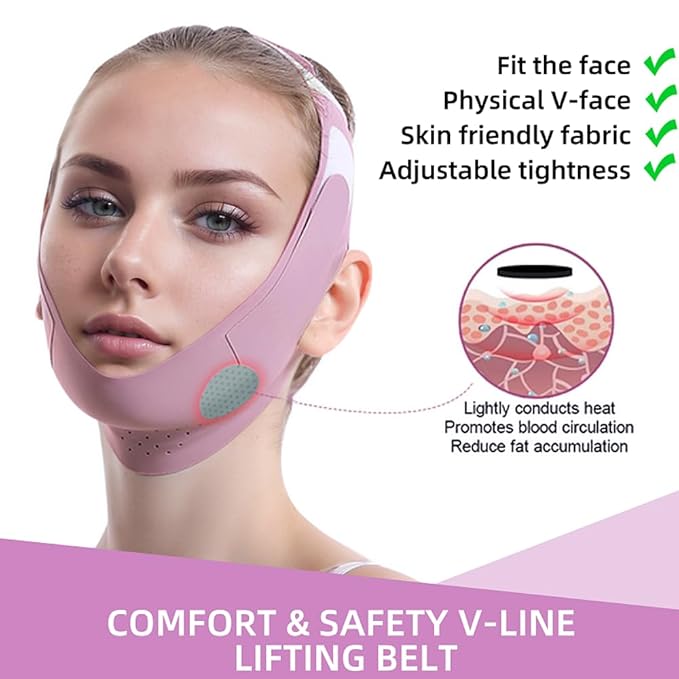 Graphene V-Line Mask Chin Up Mask V Shaped Face Mask Chin strap for sleeping,Jawline Shaper,Lilac,Small
