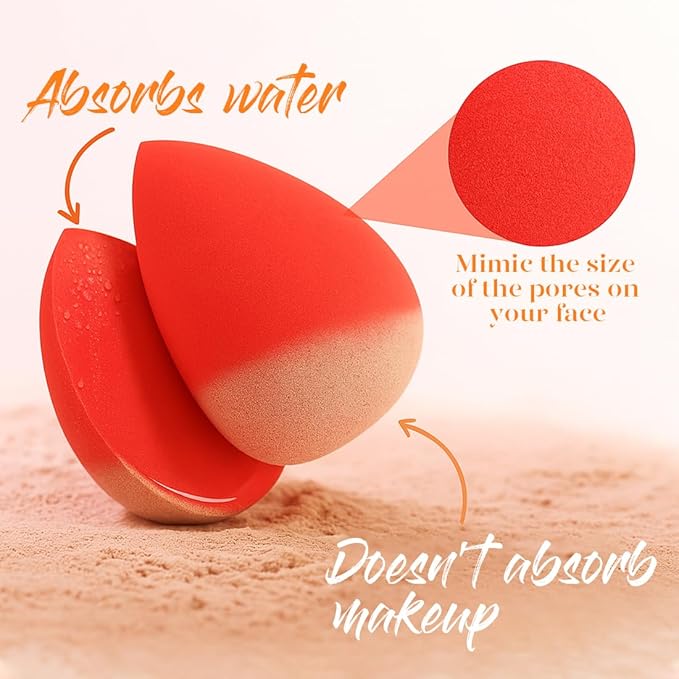 BEAKEY Makeup Sponge Set 5 Pack Micro Porous Low Absorption Soft Latex Free Foundation Beauty Sponges & Blenders for Powder Cream, Stocking Stuffers for Women