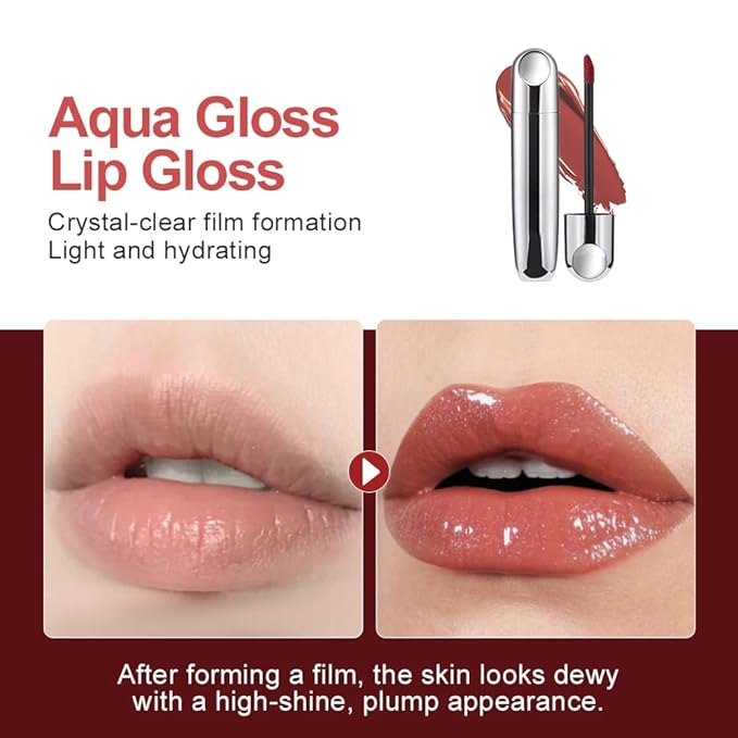 Mirror Shine Lip Gloss, Hydrating Airy Lip Tint, Lightweight Water-Gloss Finish, Moisturizing Crystal Film Lip Glaze, Clear Non-Sticky, Juicy Hydration for Plump, Non-Drying Lips-616#