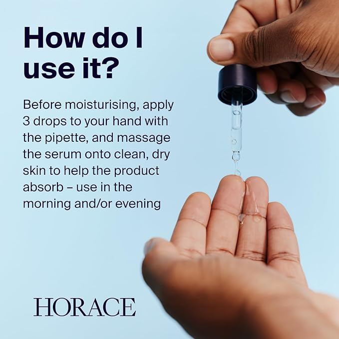 HORACE Hyaluronic Acid + Panthenol Face Serum for Men – Advanced Moisturising Facial Treatment for Dry Skin, Dehydration Lines, and Elasticity – Vegan Skincare for All Skin Types – Unscented, 30ml