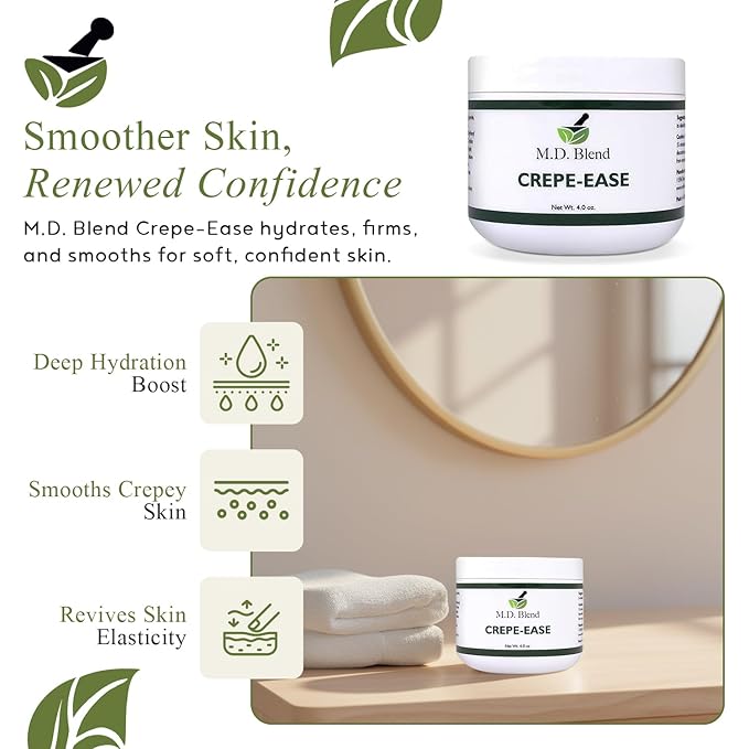 Crepe-Ease Body Moisturizer Anti Aging Retinol Cream Firming, Smoothing & Hydrating Cream for Crepey Skin on Neck, Arms & Legs Crepe Skin Repair, Advanced Crepe Fix, 4 oz