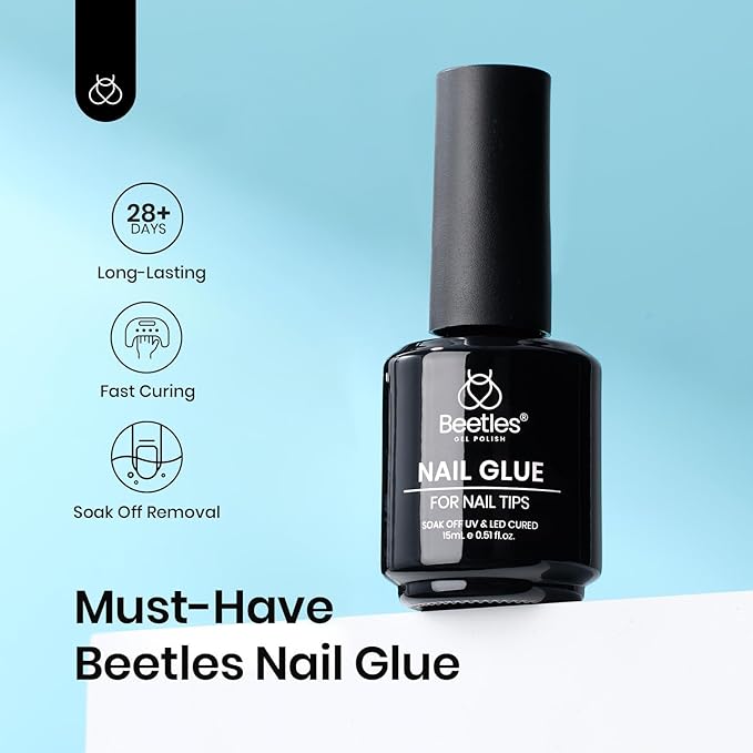 Beetles 15ml Gel Nail Glue 9 in 1 for Acrylic Nails Tips and Clear Press on Nails, Long Lasting Extension Glue, Base Coat, Blooming Art Gel, Christmas Nails, U V Light Cured