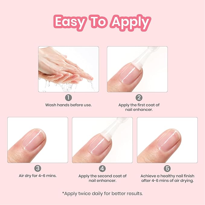 Beetles Nail Strengthener, Air Dry Pink Neutral Nail Polish Strengthener and Growth Nail Growth Treatment Nail Strengthener for Thin Nails and Growth