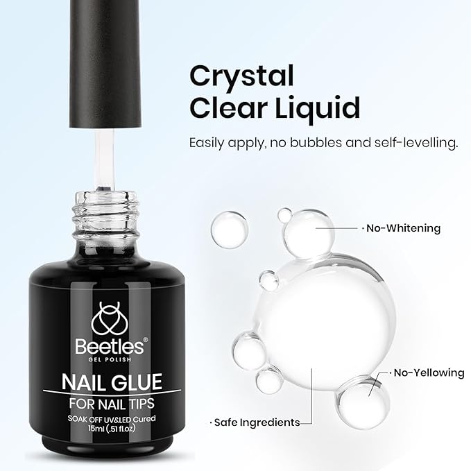 Beetles Nail Glue and Blooming Gel Set - 15ml 2Pcs Christmas Nail Art Gel for Blooming Marble Effects and Strong Nail Tips Bonding, Nail Supplies for Salon or DIY Manicure at Home