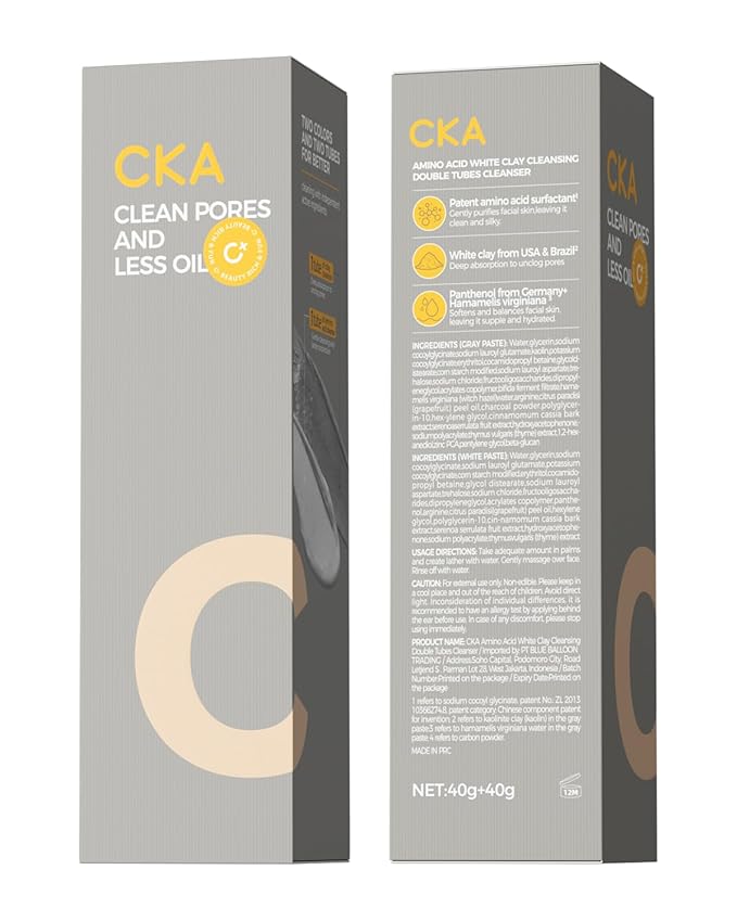 CKA Deep Pore Cleanser, Facial Foam Cleanser Oil Control Makeup Remover 2 in 1 Dual-Chamber, Minimizes Blackhead with Amino Acid, Daily Face Wash for Oily/Sensitive Skin 2 Pack