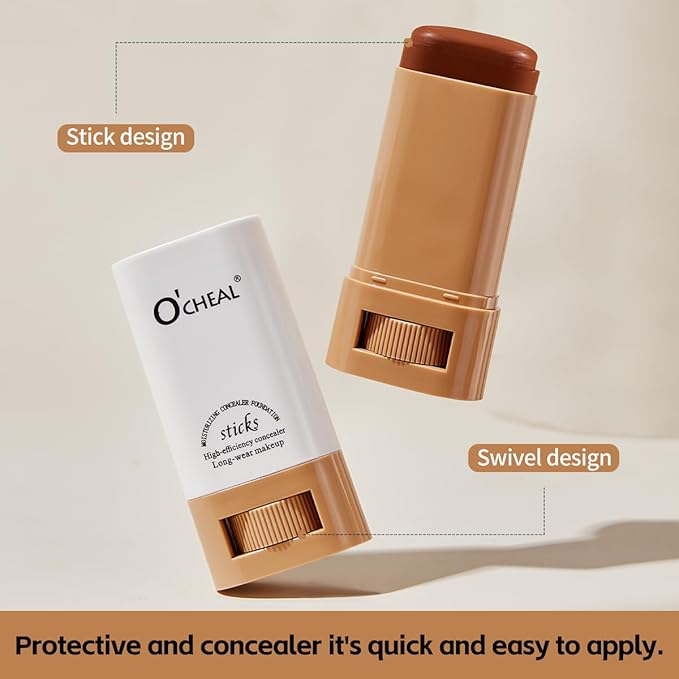 O'CHEAL Face Foundation Contour Stick Long-wear Lightweight Brighten Blemish Contouring Face Concealer Foundation Stick Beauty Makeup 01#