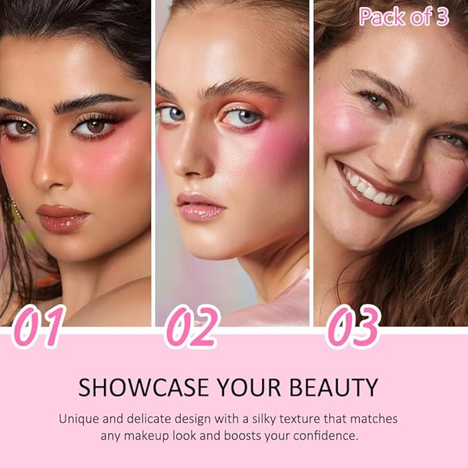 Kaely Contour Blush Multiuse Stick Makeup, Cream Bronzer Contouring Sticks Palette Face Make Up Set, Ultra-Creamy Radiant Finish Formula, Vegan & Cruelty-free, 3Pcs-01+02+03