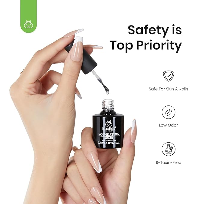 Beetles Builder Gel & Gel Base and Top Coat, 3Pcs 7.5ml Building Gel for Nails Set Shine Finish and Long Lasting, Soak Off LED Transparent Nail Strengthener Hard for Beginners DIY