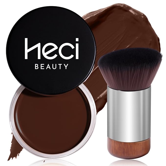 Cream Bronzer with Brush, Creamy & Highly Pigmented Formula, Blendable Cream Contour Makeup with a Natural, Matte Finish - Buildable Formula for Shimmer-Free, Deep, 0.7 Oz