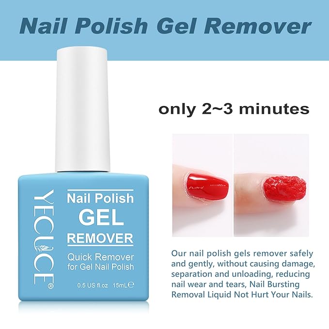 Gel Polish Remover for Nails (3pack), Easy & Quick Soak Off Gel Polish Remover in 3-5 Minutes, No Damage to Nails, for Salon & Home Use