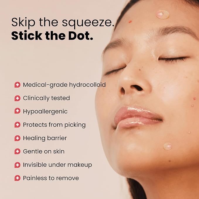 ROSELYNBOUTIQUE Pimple Patches for Face (60Ct - 4 Sizes 8,10,12,14mm) - Hydrocolloid Acne Spot Patches Blemishes Pore Strips - Vegan Facial Korean Skin Care Products Cruelty-Free (60 Dots)