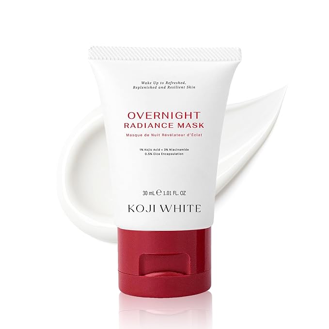 Koji White 1% Kojic Acid Radiance Overnight Face Mask – Hydrating Sleeping Mask for Glowing Skin, Uneven Tone & Smoothing with Niacinamide, Cica, Hyaluronic Acid - Unscented, Vegan Skincare 1.01 Fl Oz