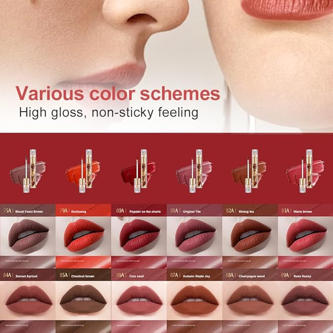 Matte Velvet Lip Stain, Long-Lasting Lip Tint, Waterproof Non-Sticky Lip Color, Transfer-Proof Smudge-Proof Lip Stain, Cloud-Like Soft Blurring Texture with Misty Velvet Finish, Rosewood Nude-81A
